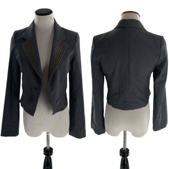 Twenty One Blazer Womens Size Medium Charcoal Gray Notch Collar Suit Jacket - Picture 1 of 6